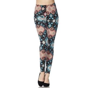 TEAL & Orange multi Colored Abstract Full Length Leggings Size 2-10 NWT